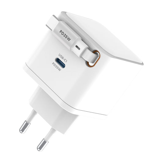 1 Port PD Wall Charger Built-In Cable - 35W White