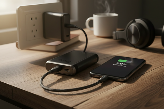 Keep the Picture but change the power bank to a wall charger with a cable to the phone