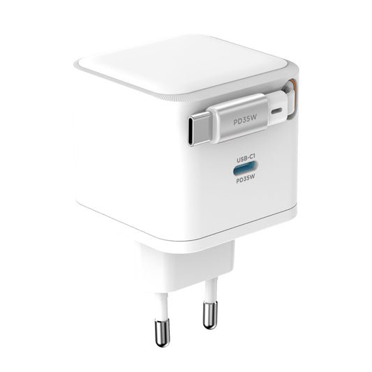 1 Port PD Wall Charger Built-In Cable - 35W White